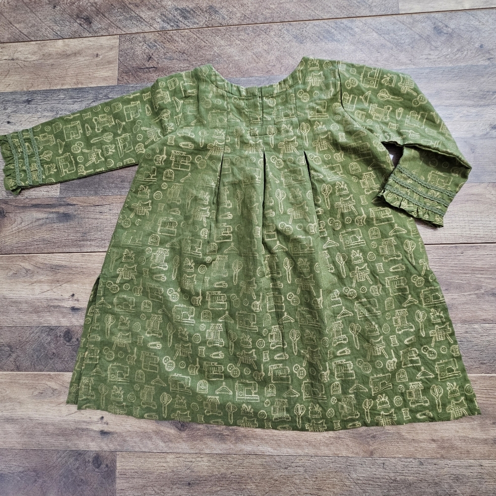 J. Girls Green Metallic Gold Sewing Patterned Tunic Dress Girls 6-7 Years Kurti - Picture 8 of 13